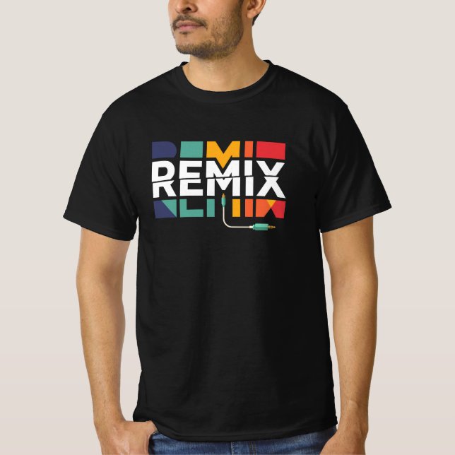 Remix-ljud | DJ-musik Retro geometrisk grafik T Shirt (Framsida)
