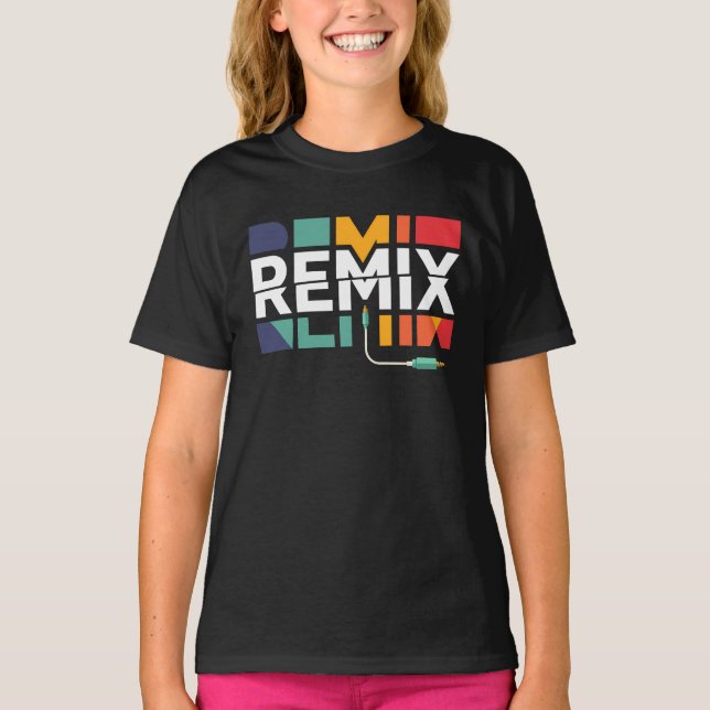 Remix-ljud | DJ-musik Retro geometrisk grafik T Shirt (Framsida)