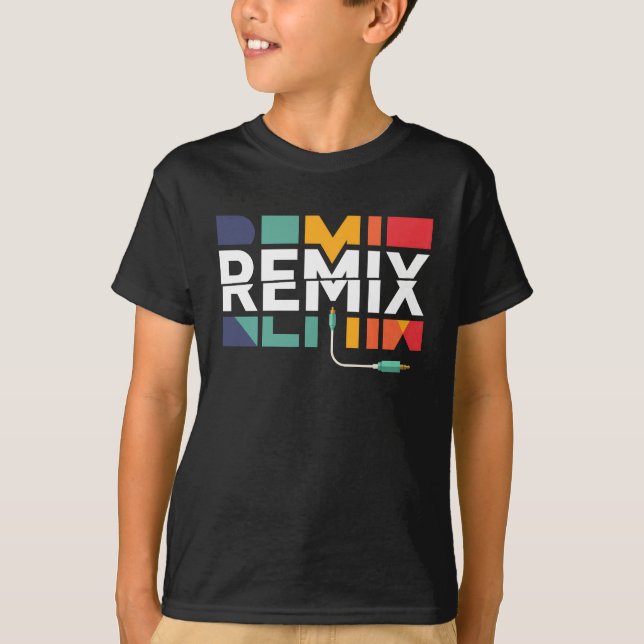 Remix-ljud | DJ-musik Retro geometrisk grafik T Shirt (Framsida)