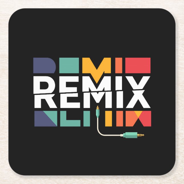 Remix-ljud | DJ-musik Retro geometrisk grafik Underlägg Papper Kvadrat (Framsidan)