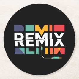 Remix-ljud | DJ-musik Retro geometrisk grafik Underlägg Papper Rund