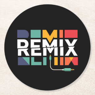 Remix-ljud DJ-musik Retro geometrisk grafik Underlägg Papper Rund