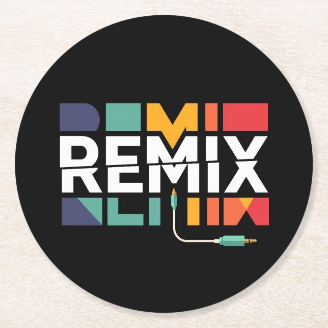 Remix-ljud | DJ-musik Retro geometrisk grafik Underlägg Papper Rund (Framsidan)