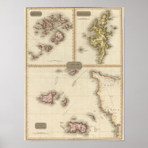Remote British Isles Jersey och Guernsey Poster