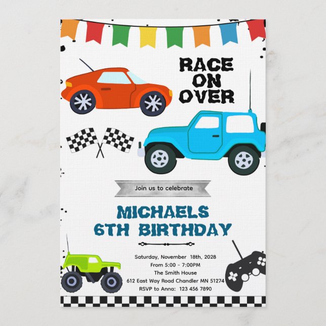 Remote Control Cars party invitation Inbjudningar (Framsida)