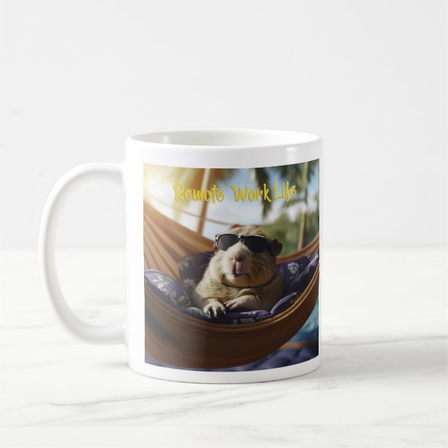 Remote Work Life Hammock Guinea Gris Coffee Mugg (Vänster)