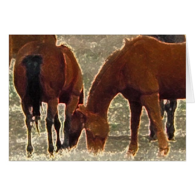 Remuda Herd Grazes - Ranch Cow Horses - Blank Hälsningskort (Framsidan Horizontal)