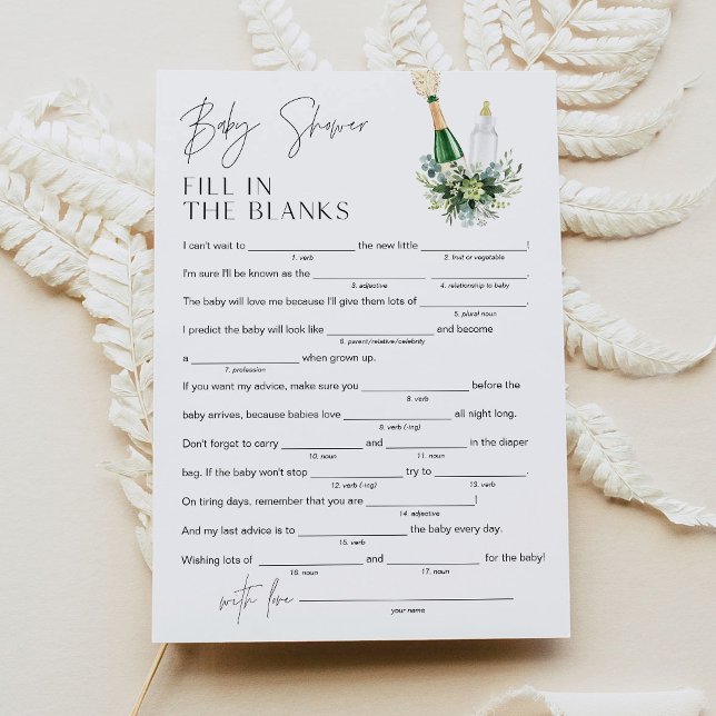 REMY Baby Shower Libs Fyll i det tomma spelet 5x7 Inbjudningar (Skapare uppladdad)