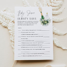 REMY Baby Shower Survey säger spel - Poppin Flasko Inbjudningar