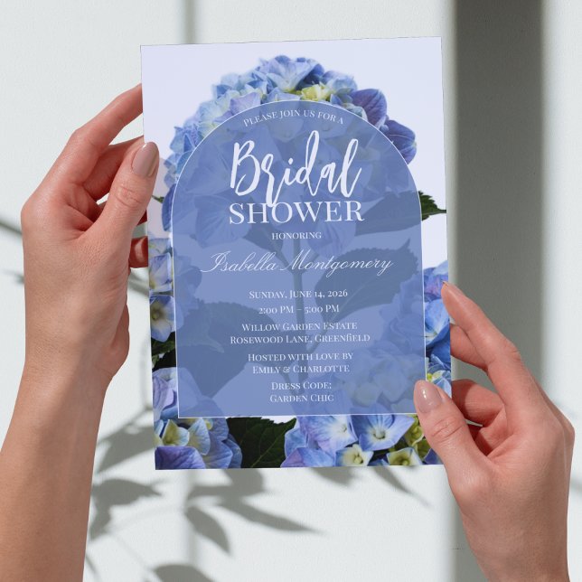Ren Blå Hydrangea Blommig Bröllopsdusch Inbjudningar (Clean Blue Hydrangea Floral Bridal Shower Invitations
)
