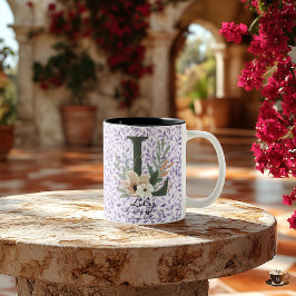 Ren Boho Chic-mugg med Lilys blomsterinitialer Två-Tonad Mugg