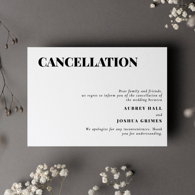 Ren Canceled Minimalistisk Bröllopsuppsägning Inbjudningar (Skapare uppladdad)