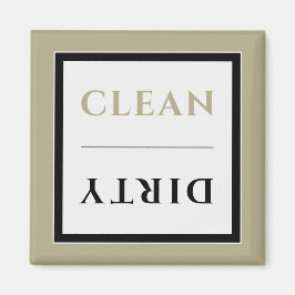 Ren/Dirty Dishwasher Magnet | Sage Black & White