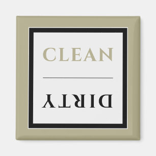 Ren/Dirty Dishwasher Magnet   Sage Black & White