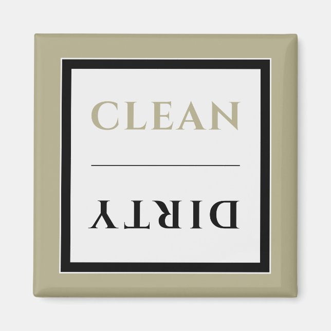 Ren/Dirty Dishwasher Magnet | Sage Black & White (Framsidan)