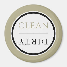 Ren/Dirty Dishwasher | Sage Black & White Round Magnet
