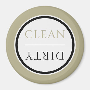 Ren/Dirty Dishwasher Sage Black & White Round Magnet