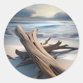 Ren drivskog på stranden. runt klistermärke