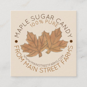Ren ekologisk maple-sockerkandy Vermont Maine Fyrkantigt Visitkort