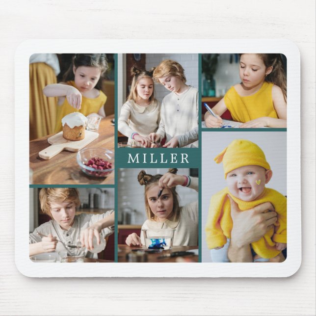 Ren Elegant-skalfamilj 6 fotokollage Musmatta (Framsidan)