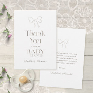 Ren Elegant Vattenfärg Babyshower i Vitt Tack Kort
