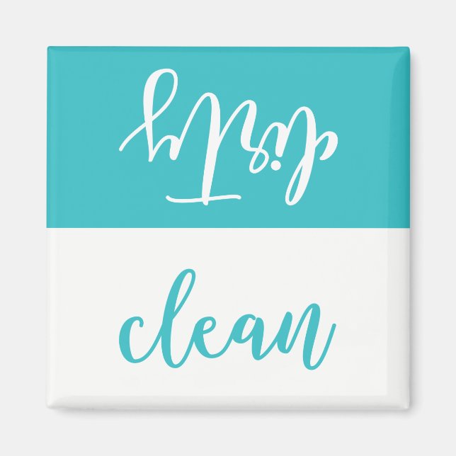 Ren eller smutsig Dishwasher Magnet (Aqua & White) (Framsidan)