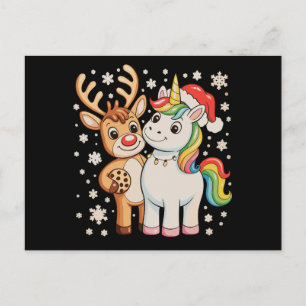 Ren Enhörning Jul Xmas Högtids Säsong Helg Vykort