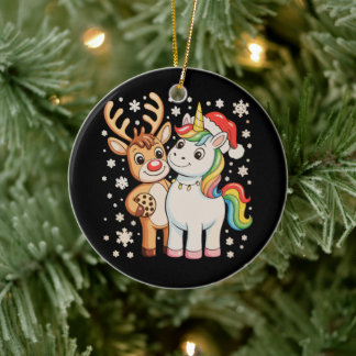 Ren Enhörning Jul Xmas Högtids Säsong Julgransprydnad Keramik