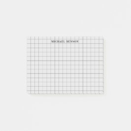 Ren Enkel Svart Grå Modern Rutnätsmonogram Post-it Block