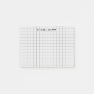 Ren Enkel Svart Grå Modern Rutnätsmonogram Post-it Block