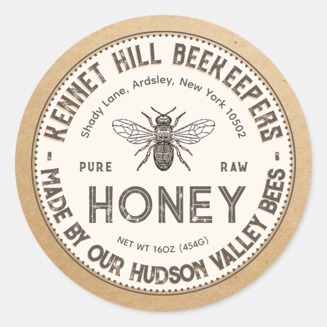Ren etikett för rå honung Kraft French Bee (Framsida)