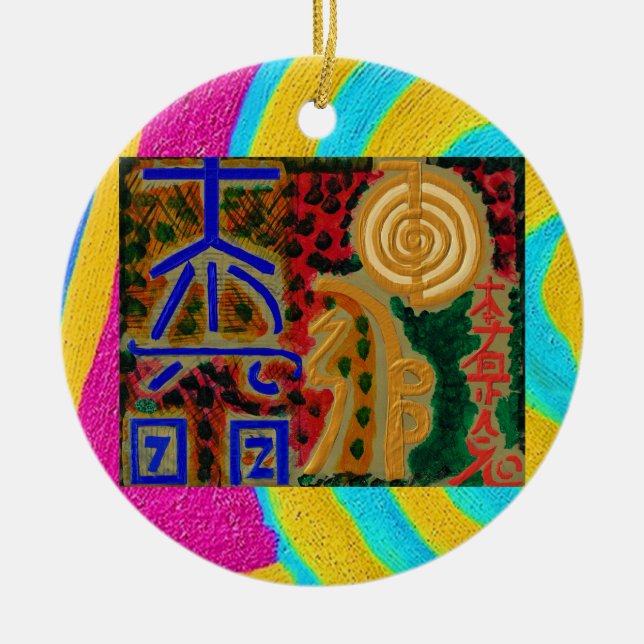 Ren färg - Reiki symboler 2 Julgransprydnad Keramik (Framsidan)