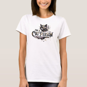 Ren Färgstark JAG ÄR EN KATT PERSON 3D Text Konst T Shirt