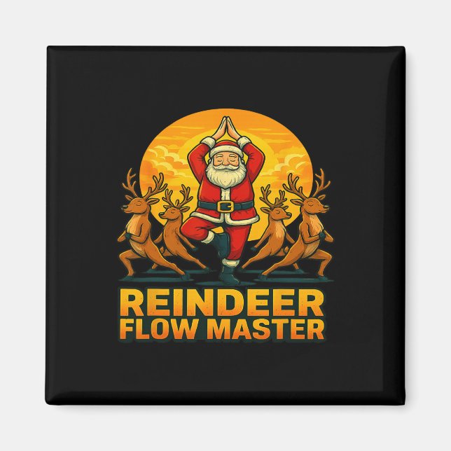 Ren Flödesmästare Yoga Tomte Jul Högtid  Magnet (Framsidan)