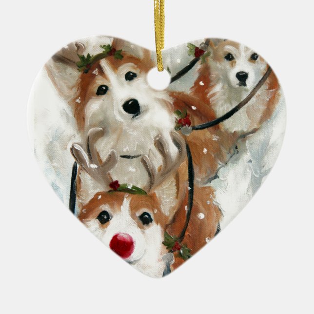 ren för jul för pembrokewelsh Corgi Julgransprydnad Keramik (Framsidan)