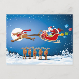 Ren för vykortjulSanta Sleigh Helg Vykort