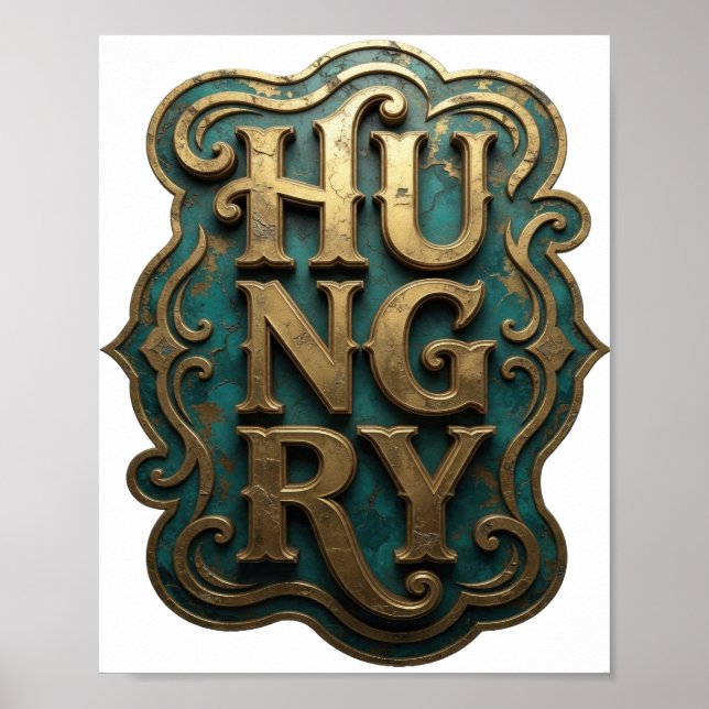 Ren Gold HUNGRIG Slogandesign Poster (Framsidan)