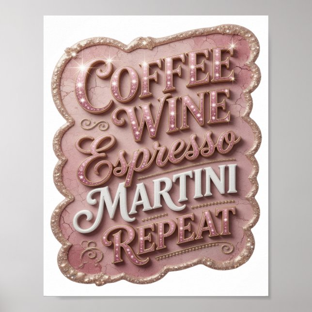 Ren Gold KAFFE VIN ESPRESSO MARTINI REPETERAR Poster (Framsidan)