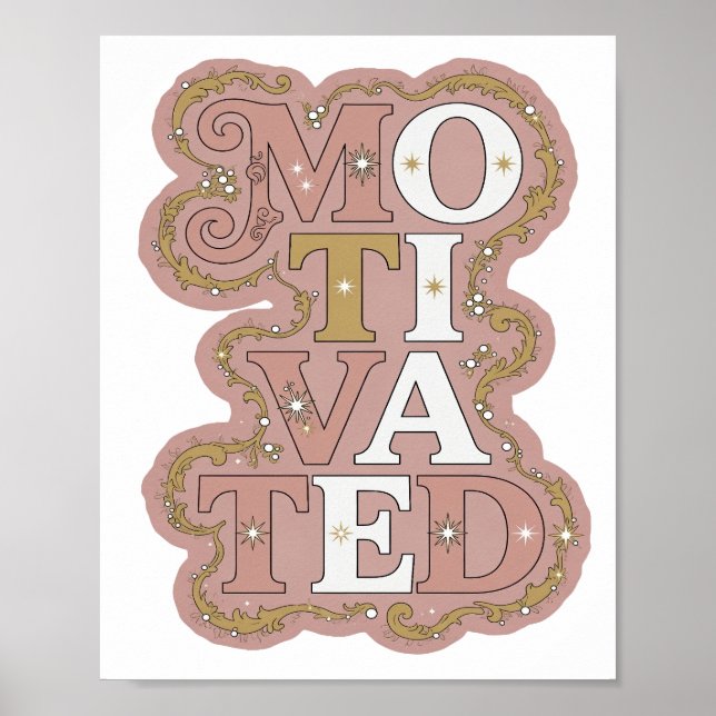 Ren Gold MOTIVERAD 3D Text Konst Poster (Framsidan)