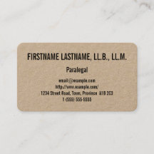 Ren & grundläggande Paralegalvisitkort