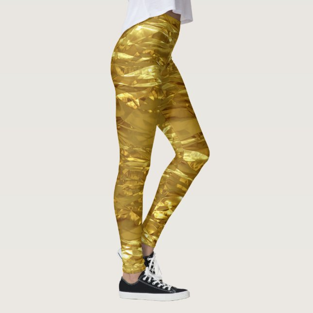 REN GULD FOLIE Mönster + din text / foto Leggings (Höger)