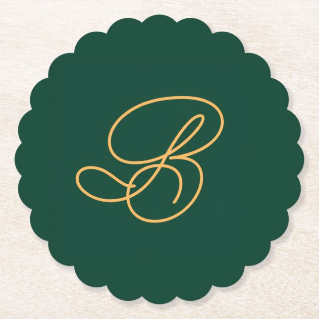 Ren & Guld Monogram Initial  Underlägg Papper (Framsida)