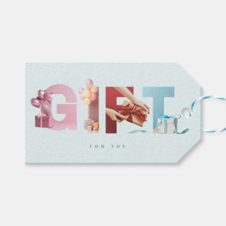 Ren Himmelblå GIFT Foto Typografi Overlay Presentetikett