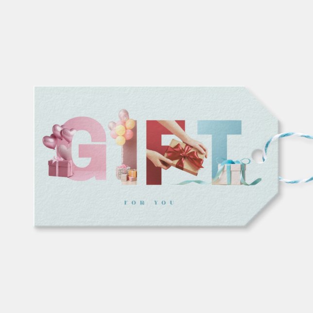 Ren Himmelblå GIFT Foto Typografi Overlay Presentetikett (Framsidan (Horisontell))