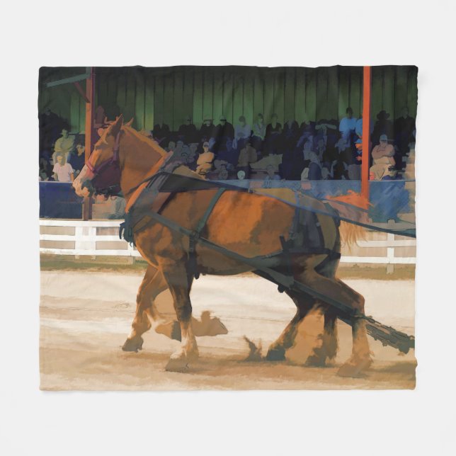 Ren Horsepower - Horse Pulling Event Fleecefilt (Framsidan (Horisontell))