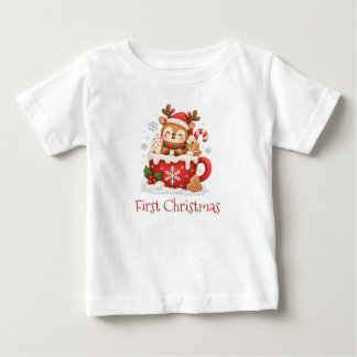 Ren i kopp första julen baby t-shirt 