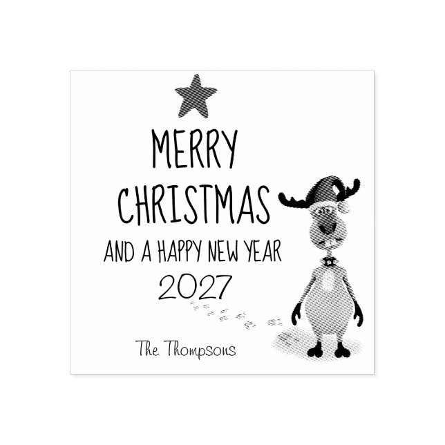 Ren Jul Nyår Roligt Träd 2026 Gummi Stämpel (Tryck)