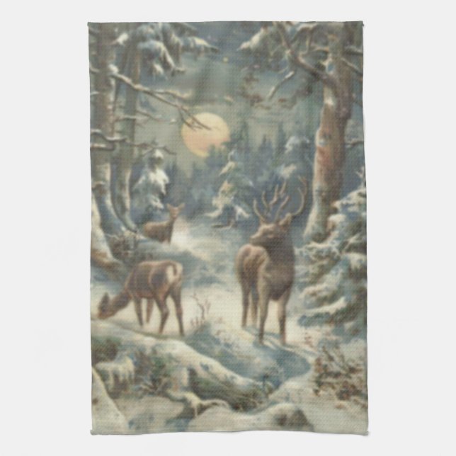 Ren Julgran Ständig Grön Skog Snö Kökshandduk (Vertikal)
