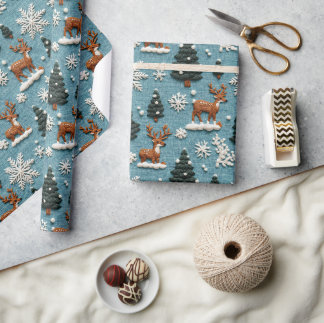 Ren Julgran Stickad Tråd Vinter Presentpapper