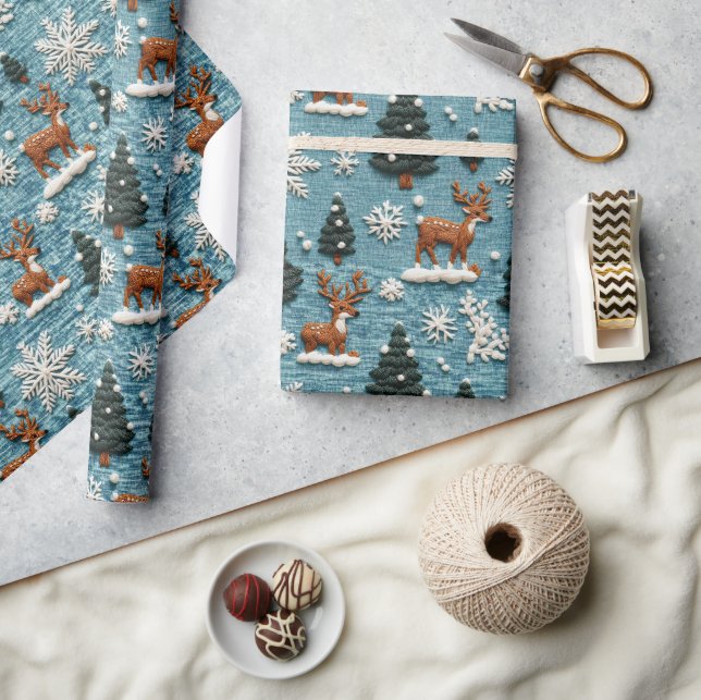 Ren Julgran Stickad Tråd Vinter Presentpapper (Hantverk)